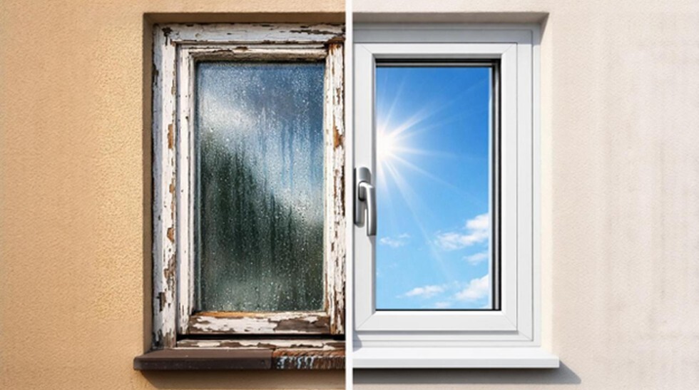 Full-frame replacement windows replace the entire unit down to the framing